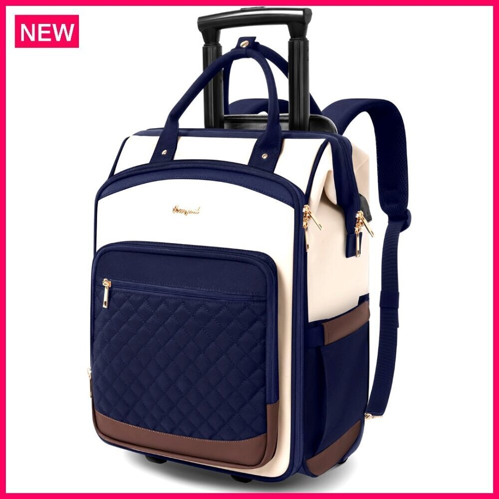 Rolling Laptop Backpack with Wheels, 15.6 Inch, Water Resistant, TSA Approved